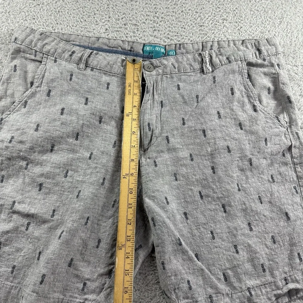 Tenth Ocean Linen Shorts Mens 40 Gray Pattern‎  7